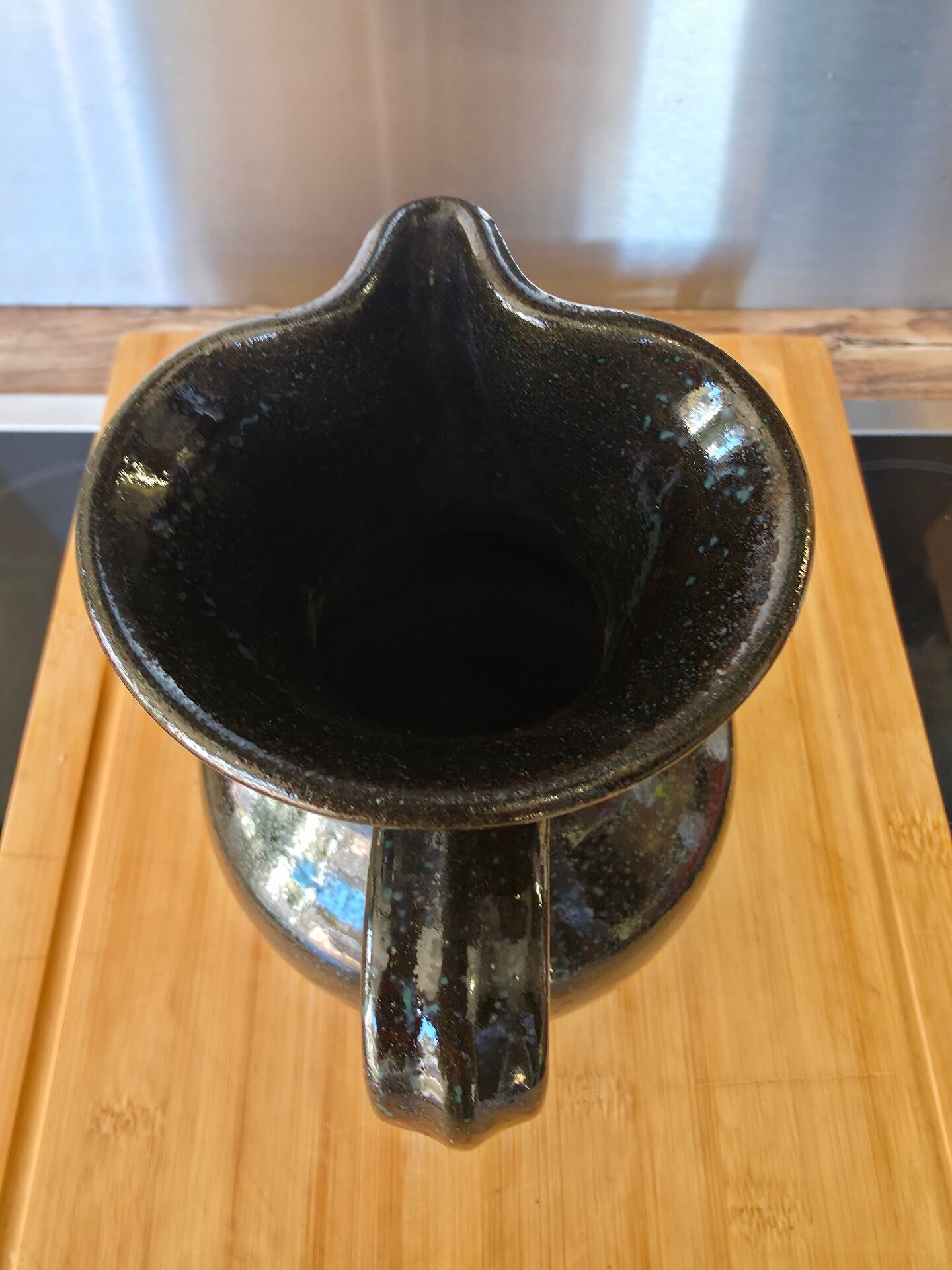 Vintage Jug in Glazed Stoneware – Brutalist / Rustic Chic Style
