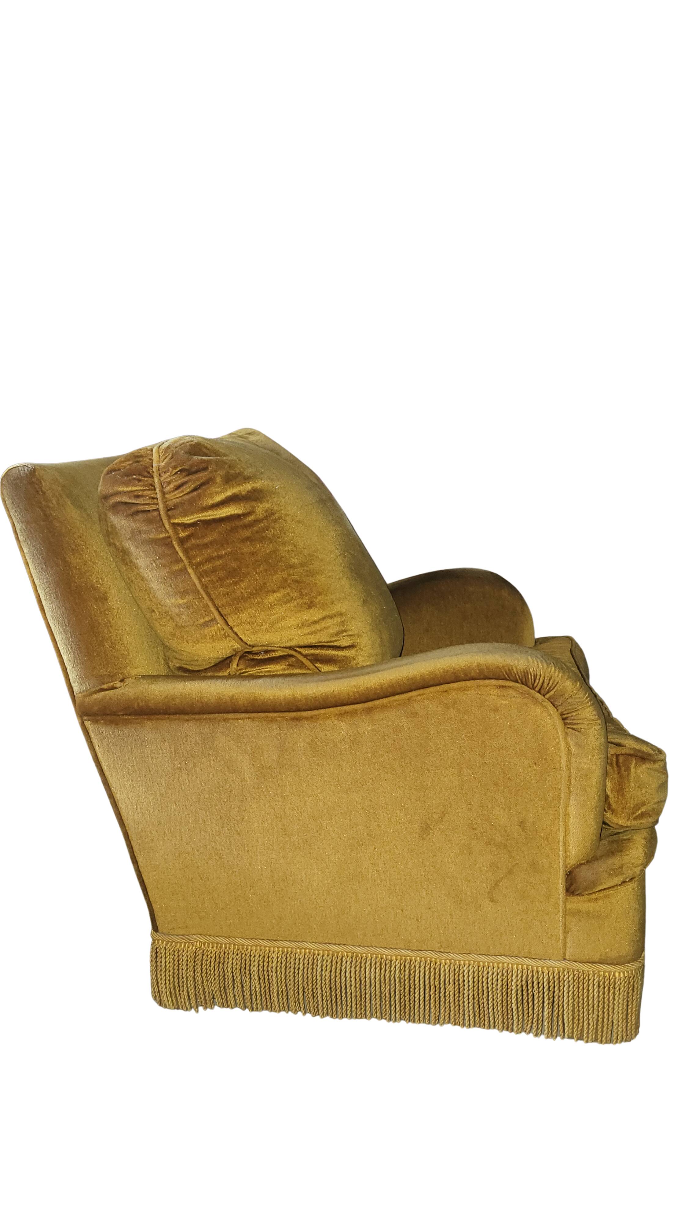Pair of vintage gold velvet armchairs - excellent condition