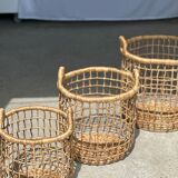 Trio de paniers en jonc de mer ajourés