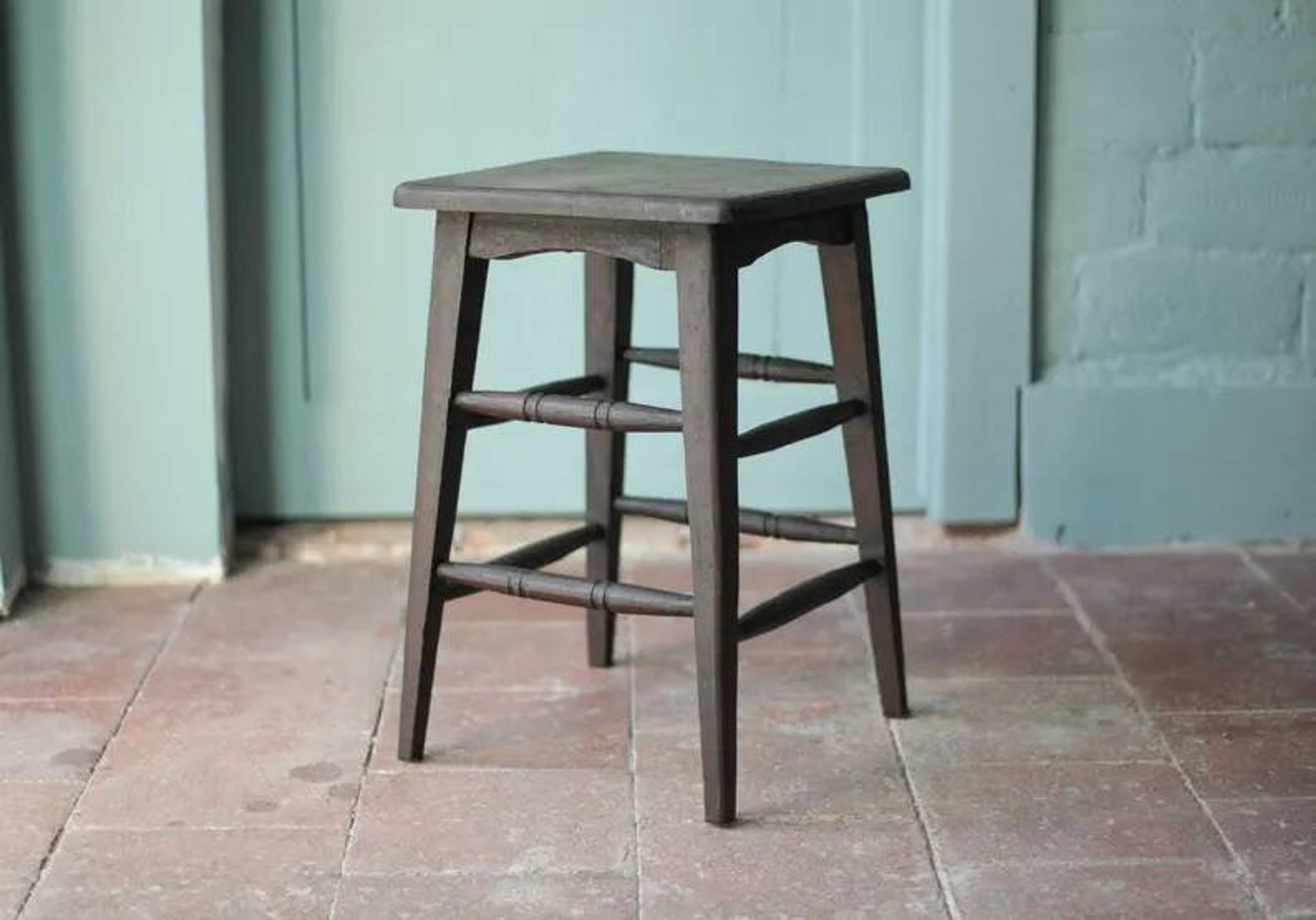 Vintage French stool from the 1940s, wooden stool, extra seat, stool.