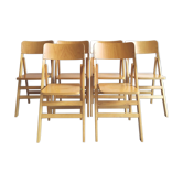 Set of 6 folding bistro chairs blond wood
