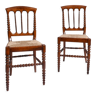 Pair of bobbin chairs and straw, XIXth c