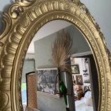 Miroir ovale doré années 70