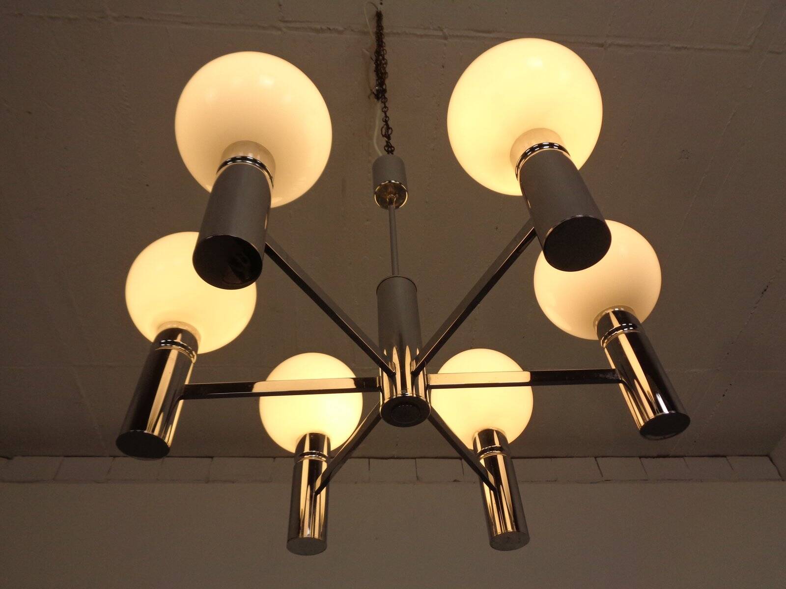 Opaline Glass Pendant Lamp from Sölken Leuchten, Germany, 1960s