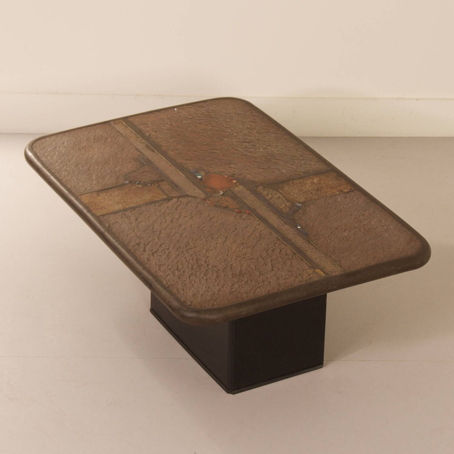 Brutalist Coffee Table by Paul Kingma with a Chamsa (protective hand), 1980s