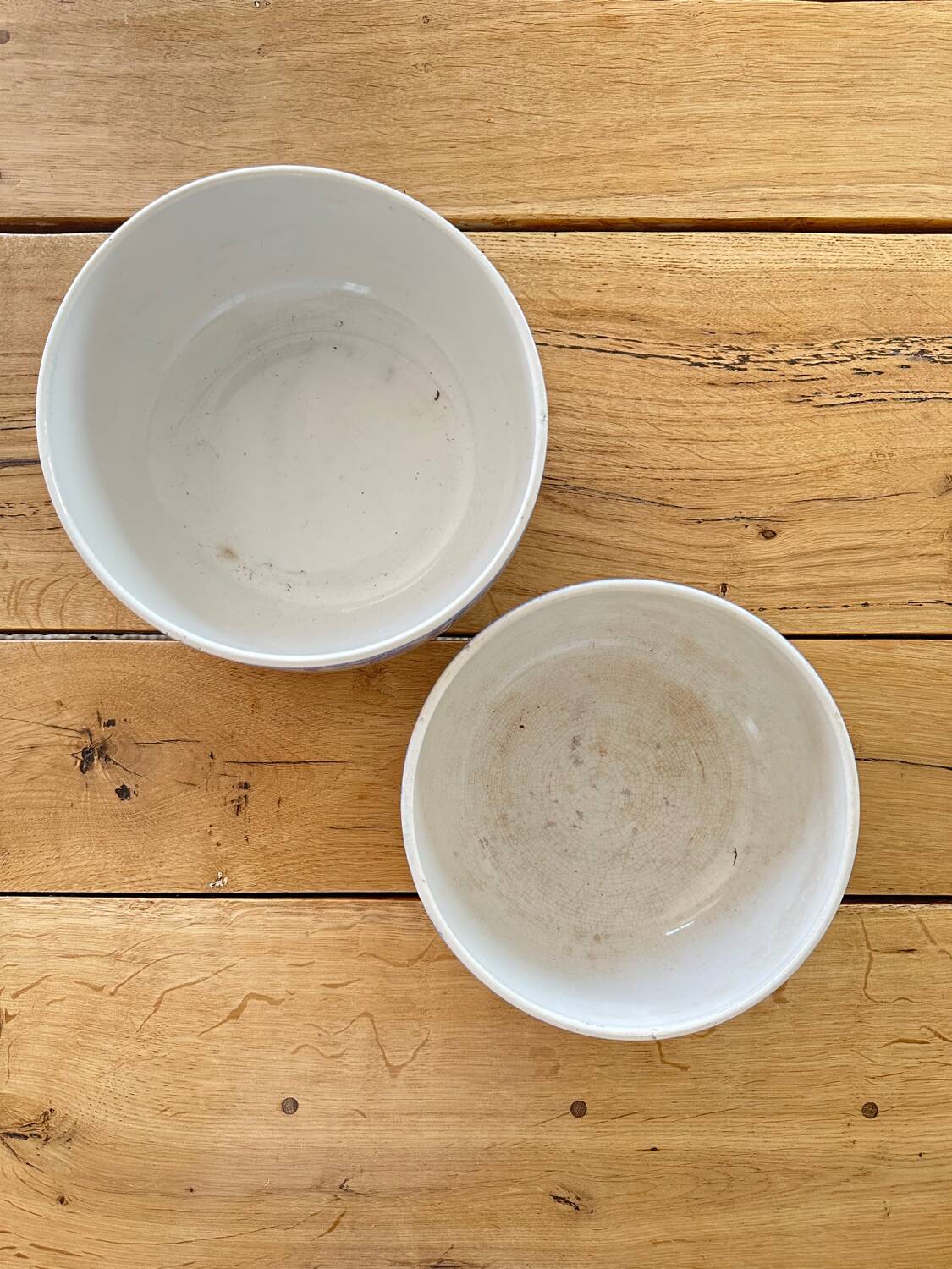 Two antique salad bowls