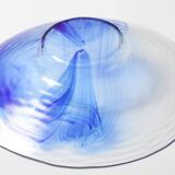 Vintage Bormioli Rocco Art Glass Bowl: Cobalt Blue Swirl Centerpiece
