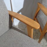 Pair of vintage Scandinavian armchairs from the 60s light wood