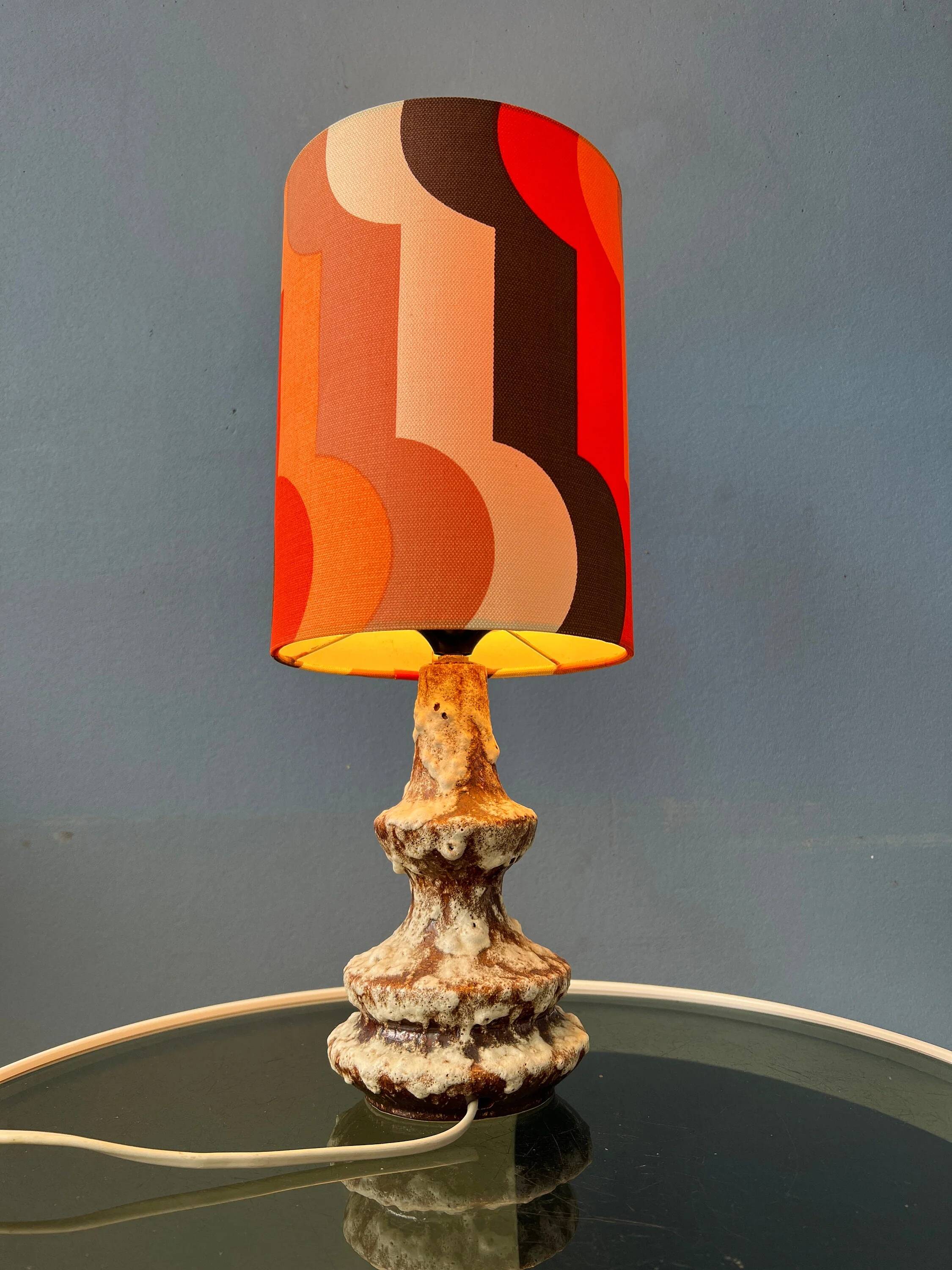 Space Age table lamp in orange ceramic West Germany Fat Lava