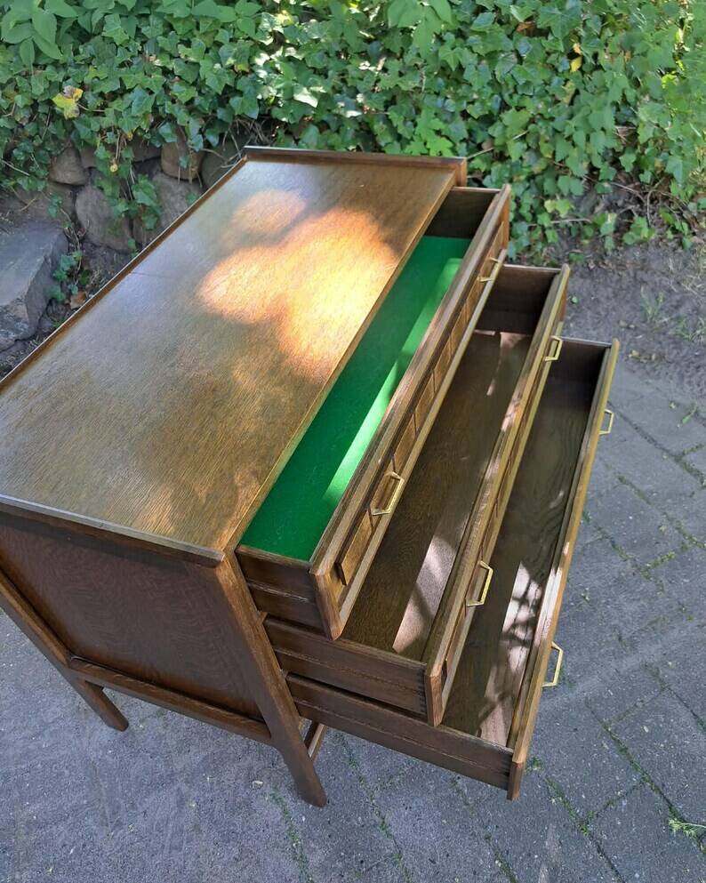 Tinted Oak Chest of Drawers, Henry Kjaernulf Style, 1960-70, Danish Design