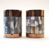 Ensemble sel et poivre Art déco vintage – Laiton et nacre, années 1930-1950