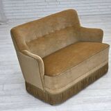 1970s, Danish 2-seater sofa, light green furniture velour.