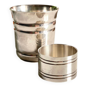 Silver-plated glass and napkin ring by UDNER