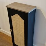 Wooden and cane chest unit