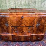 Art decó vintage Brocante burr walnut cocktail bar sideboard