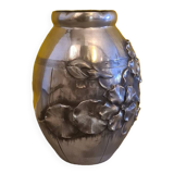 French Art Deco Pewter Vase By Lucien Houzeaux from the 1920s.