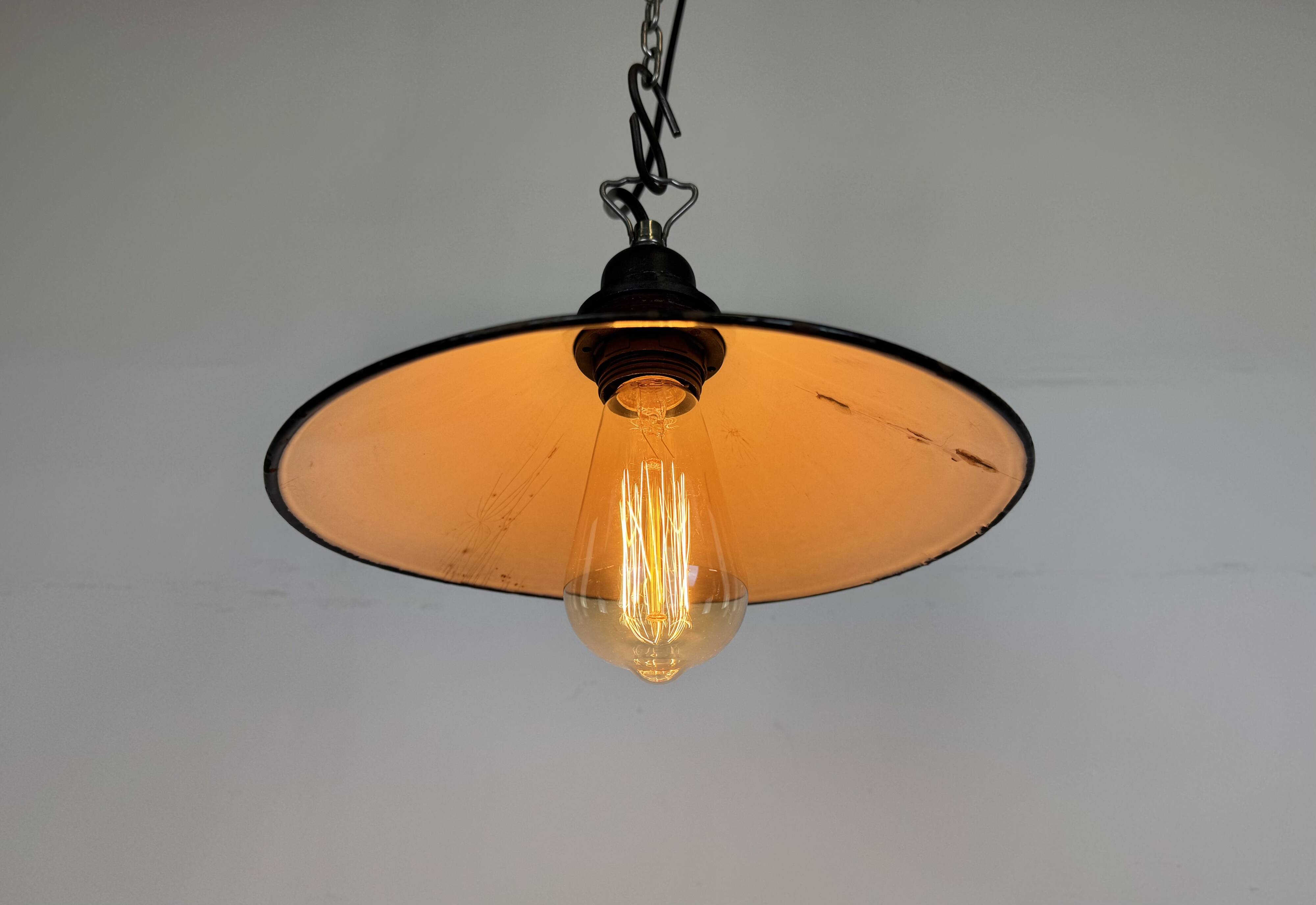 Industrial Dark Red Enamel Factory Pendant Lamp, 1960s
