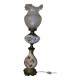 Painted ceramic lamp & lampshade glass lace