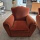 Set of 2 moustache club armchairs in velvet