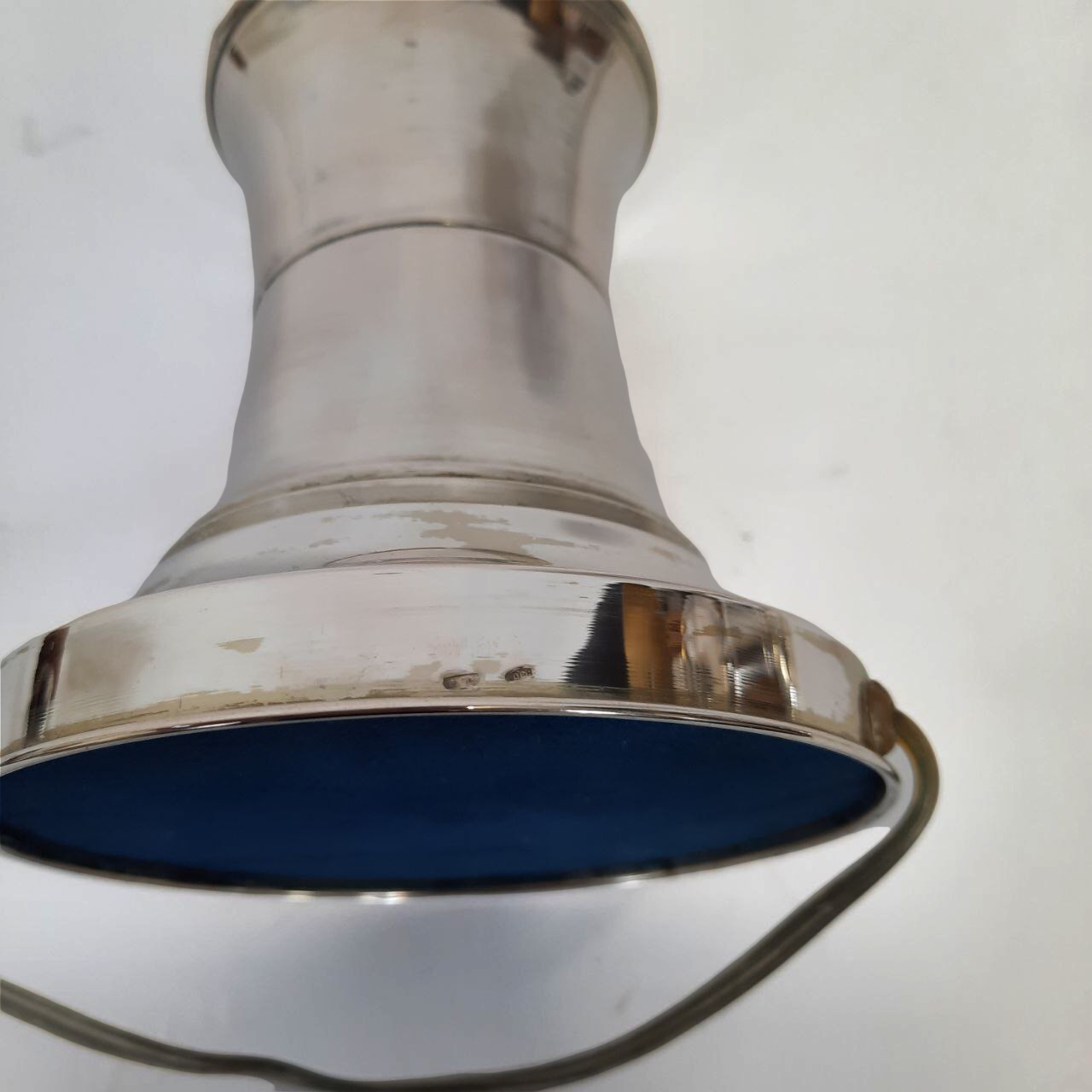 Three vintage bedside lamps in silver