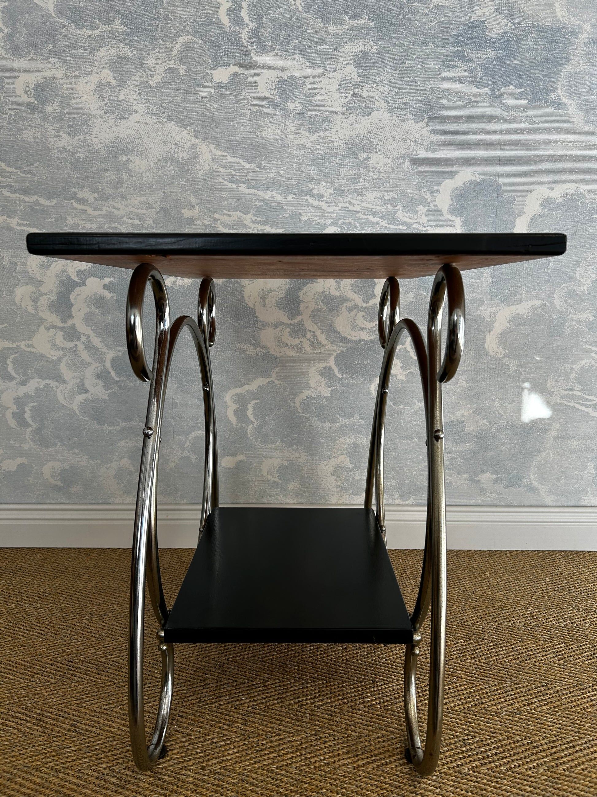 Chrome tubular 2-tiered side table, Art Deco / Bauhaus, Belgium, 1930s