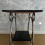 Chrome tubular 2-tiered side table, Art Deco / Bauhaus, Belgium, 1930s