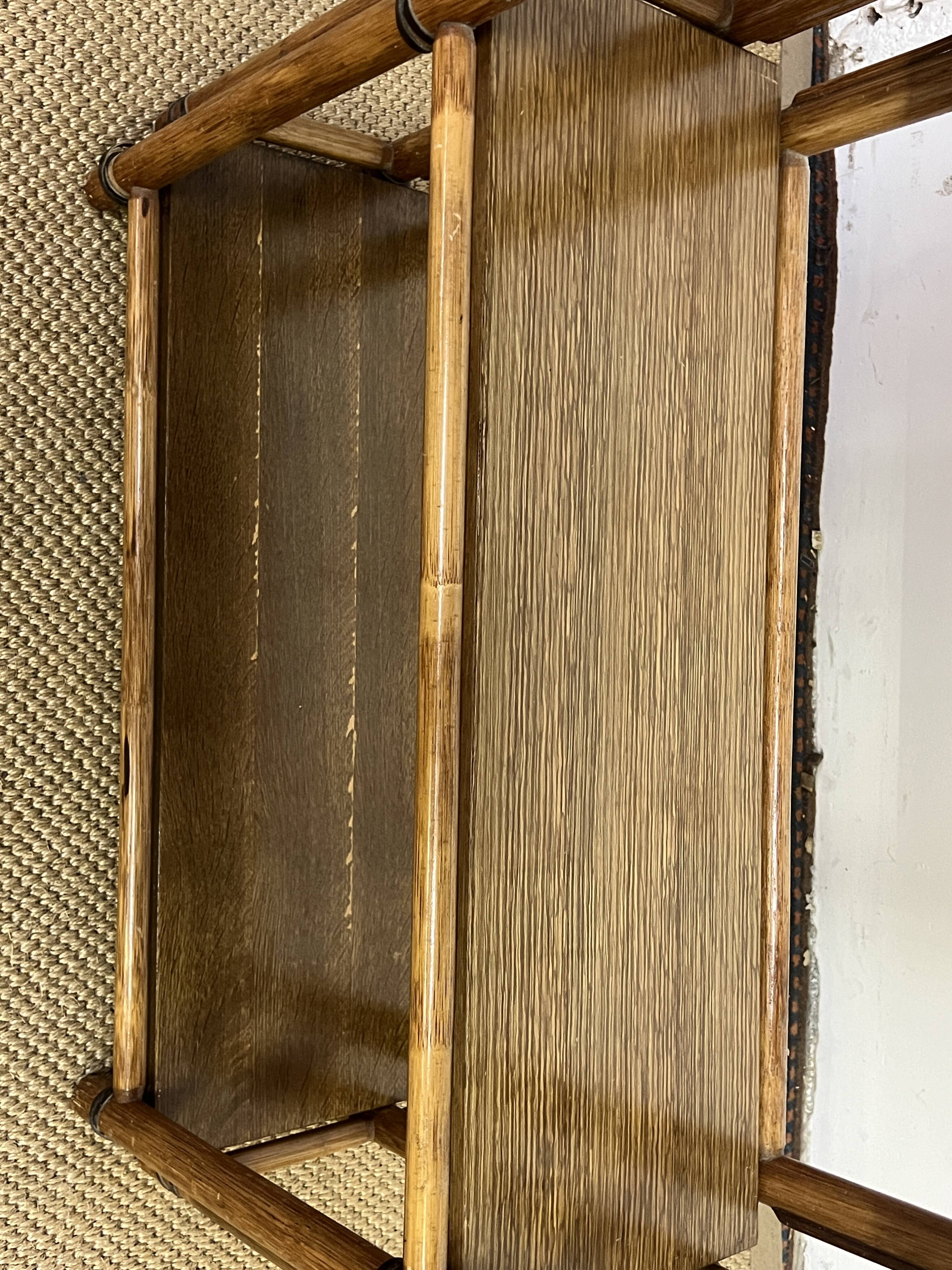 Bamboo and wood bookcase shelf, 1960