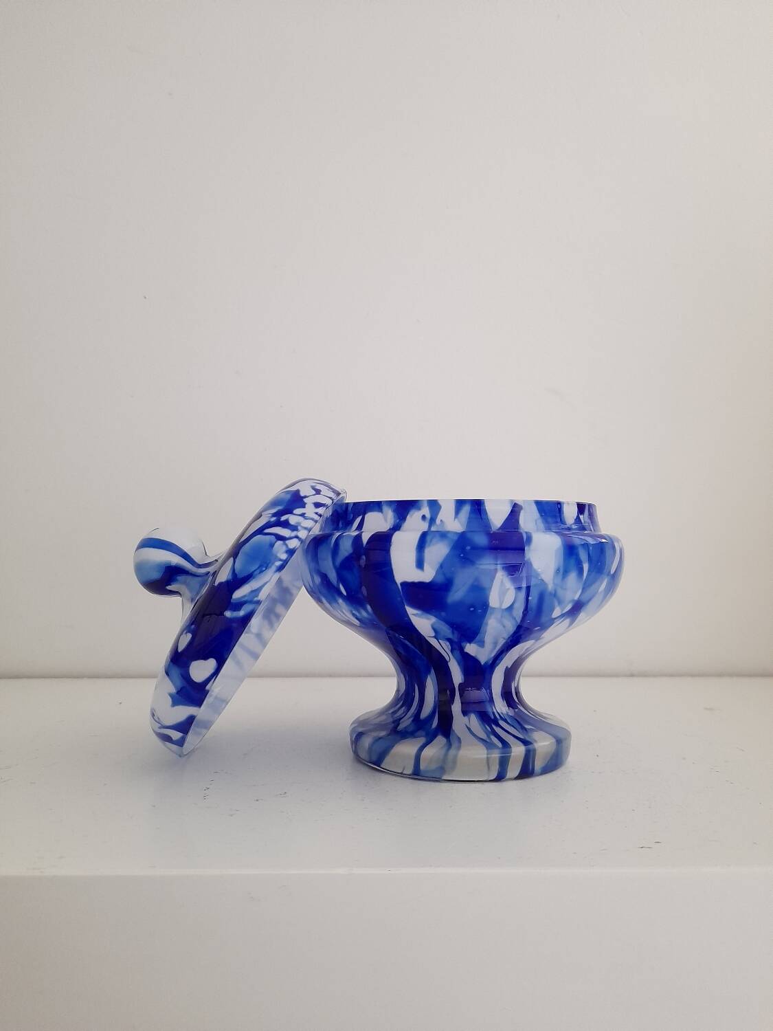 Murano glass opaline candy dish