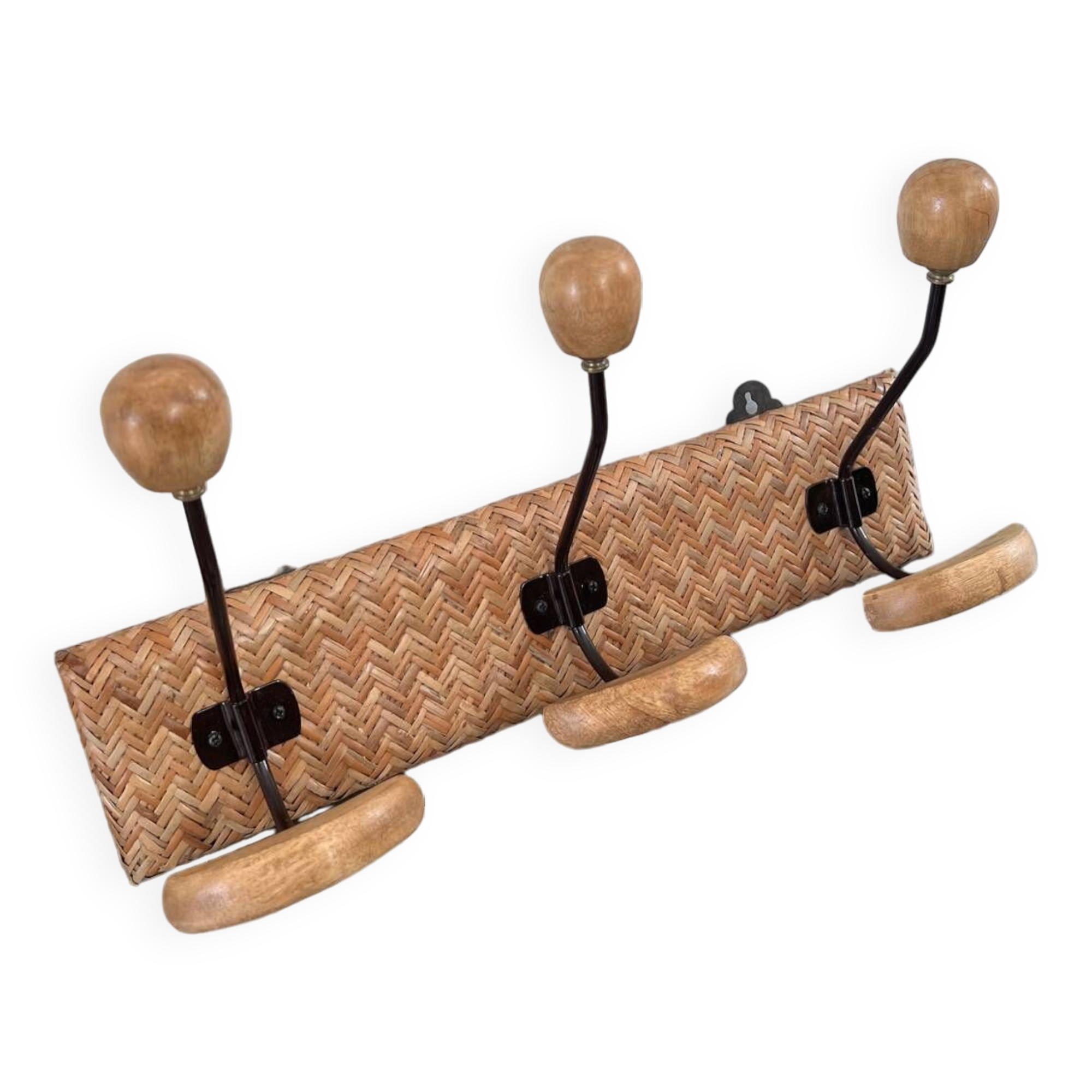 Rattan wall coat rack