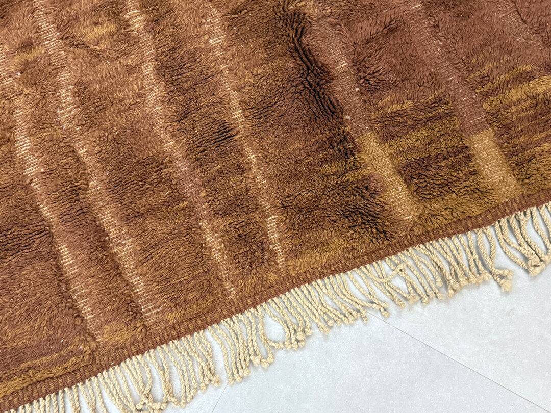 Plain brown Moroccan rug in wool 3/2 Custom-made Moroccan rug