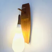 Floating Wall Lamp In Wood & Matt Opal Glass By Philips, The Netherlands, 1950S