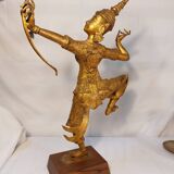 Statue en bronze doré du prince rama - art ethnique asie - haut. 55 cm