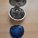 Silver-plated metal shell butter dish