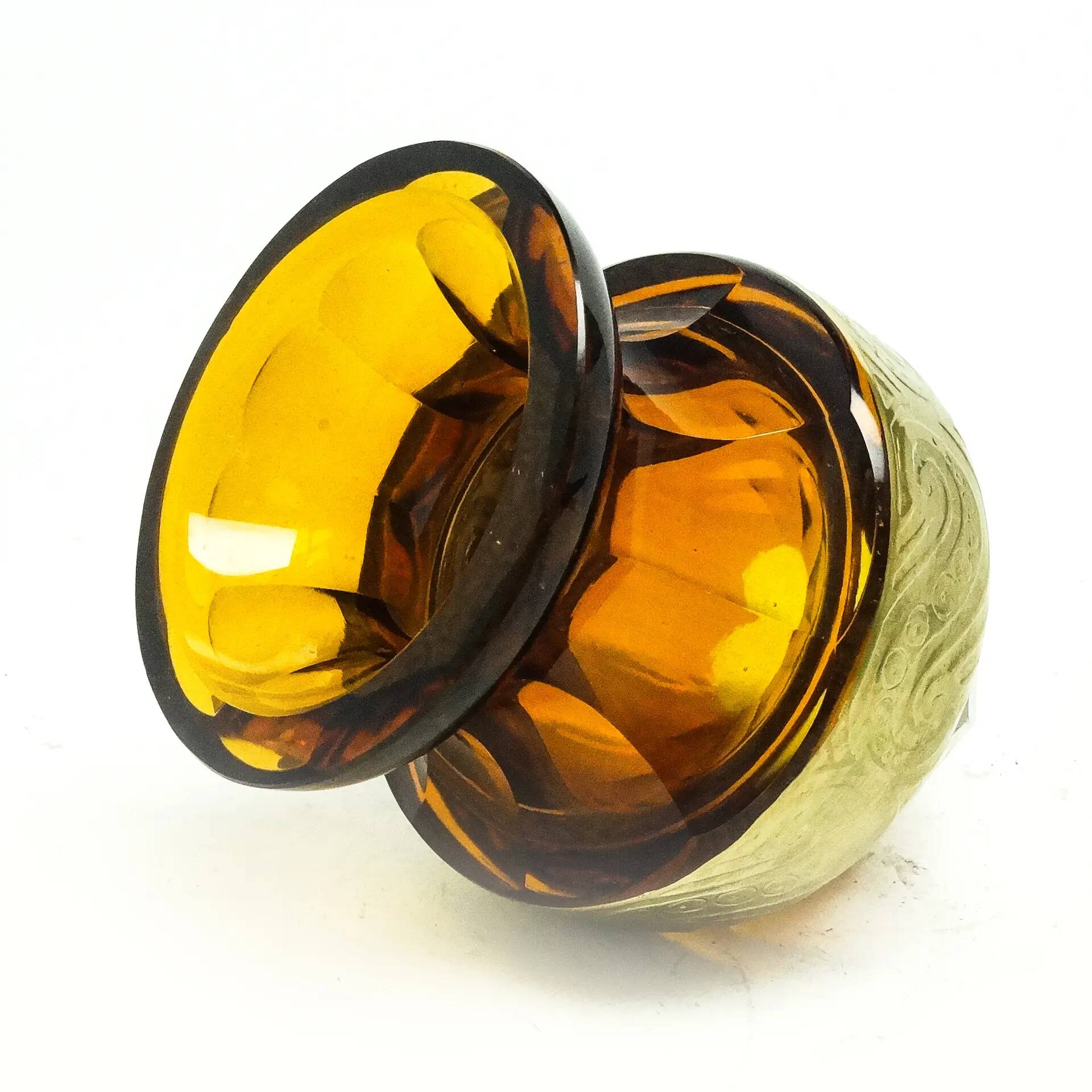 Art Deco vase, honey crystal oroplastic, Moser, Czechoslovakia, 1930s