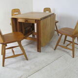 Finnish Pine Scandinavian Pirtti table and chairs dining set, 1960s
