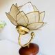 Vintage mother-of-pearl and brass flower wall lamp