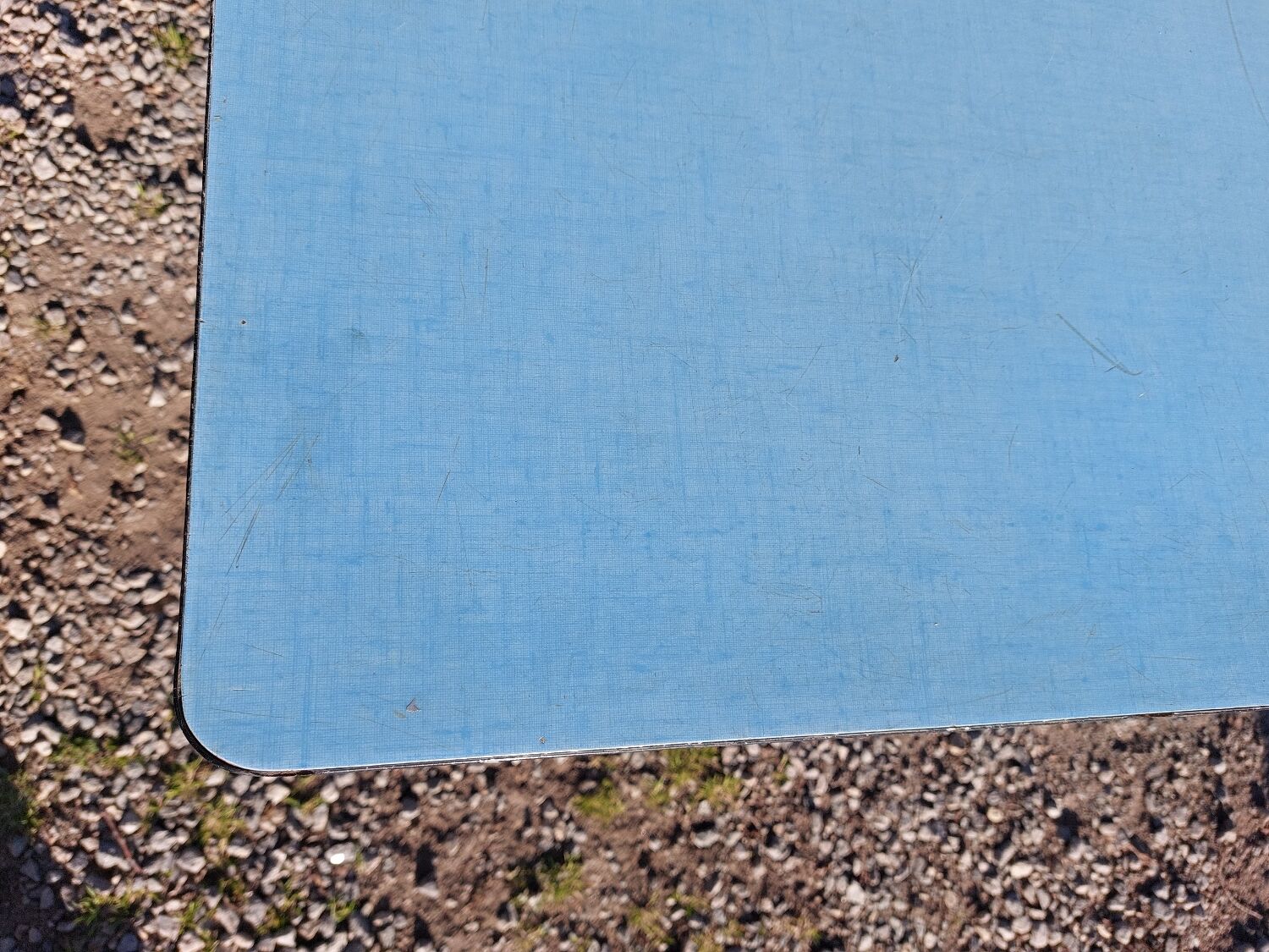 Blue formica folding table