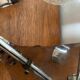 Suspension vintage 5 feux, verre et chrome