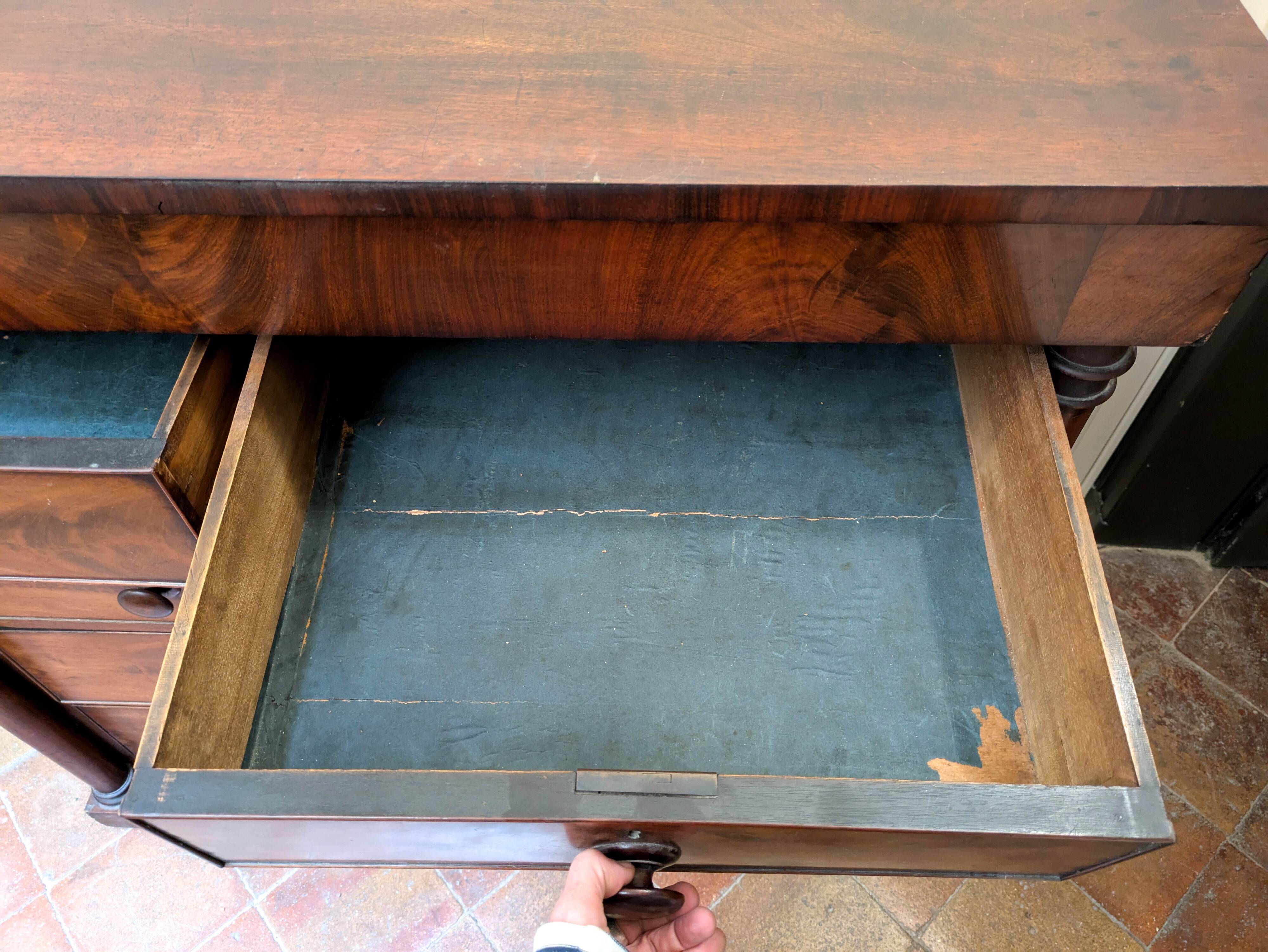 Antique English wooden chest of drawers, 19th century, H127cm