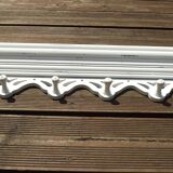 Vintage French White Shabby Chic 6 Peg Coat Rack with Shelf Cut-Out Detail