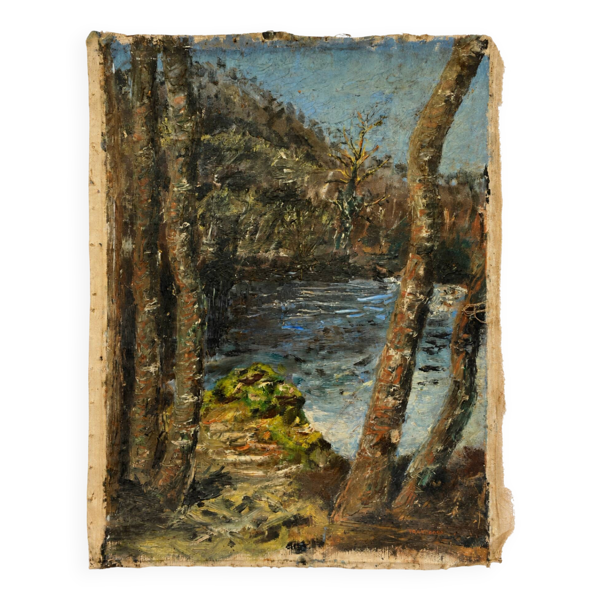 Old oil painting Franchard Forest Fontainebleau 19th century