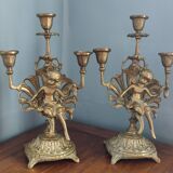 Antique bronze candlesticks
