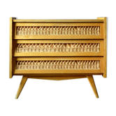 Vintage wooden dresser and rattan braces