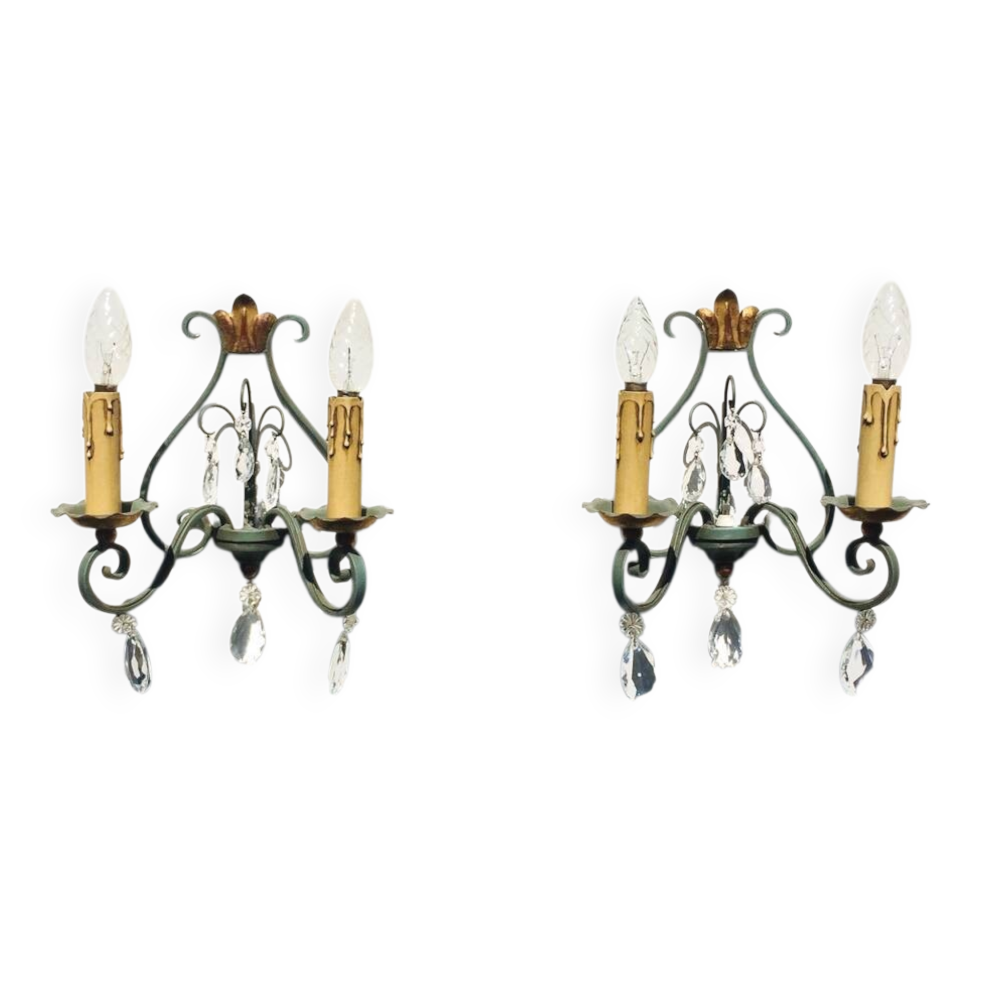 Pair of vintage neoclassical wall lights from the 50s.