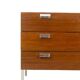 André Monpoix. Commode à 3 tiroirs en teck. Années 1960.