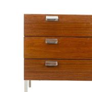 André Monpoix. Commode à 3 tiroirs en teck. Années 1960.
