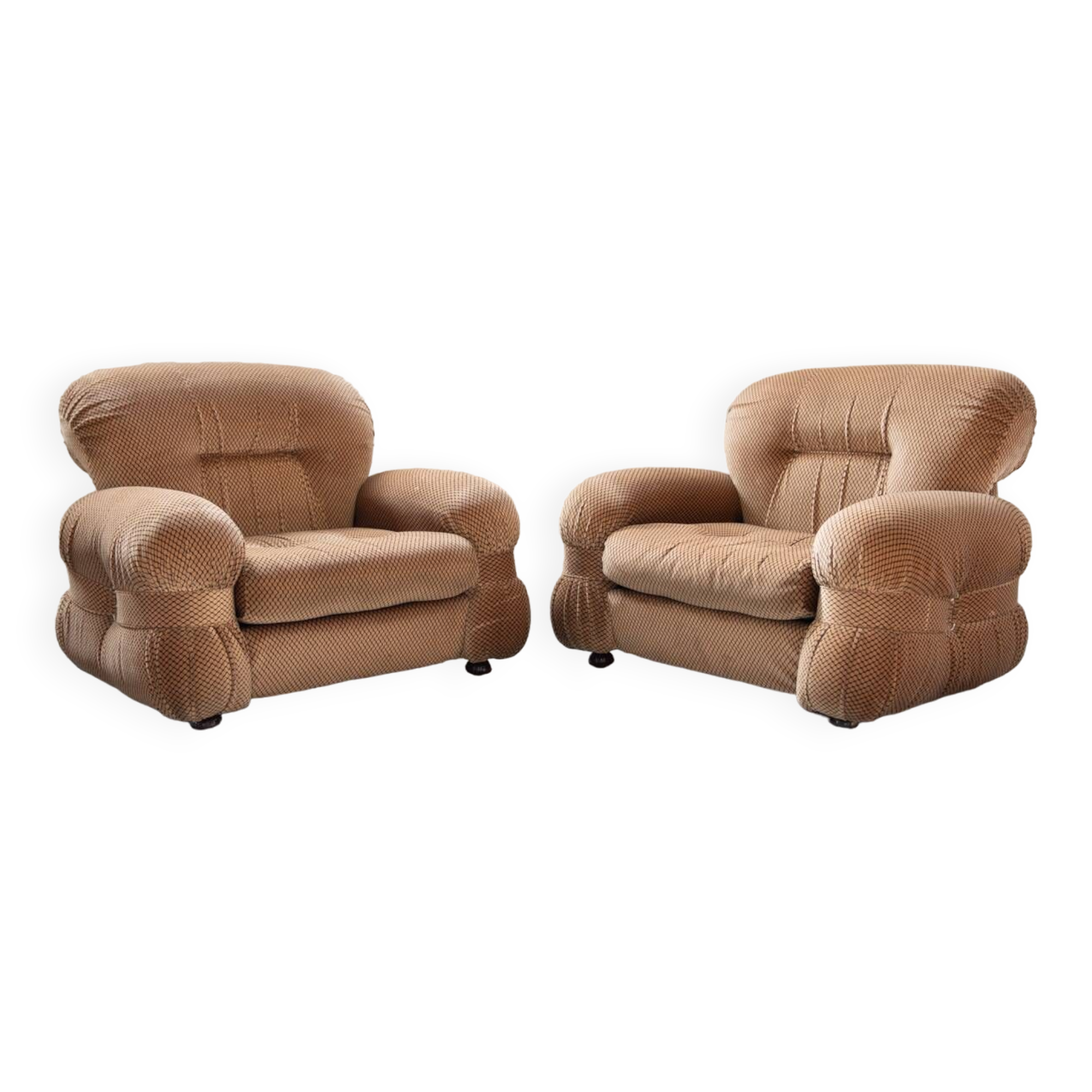 Pair of chenille armchairs 1970