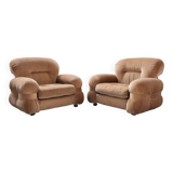 Pair of chenille armchairs 1970