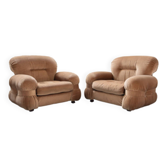 Paire de fauteuils en chenille 1970