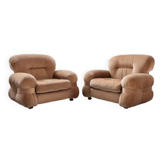 Pair of chenille armchairs 1970